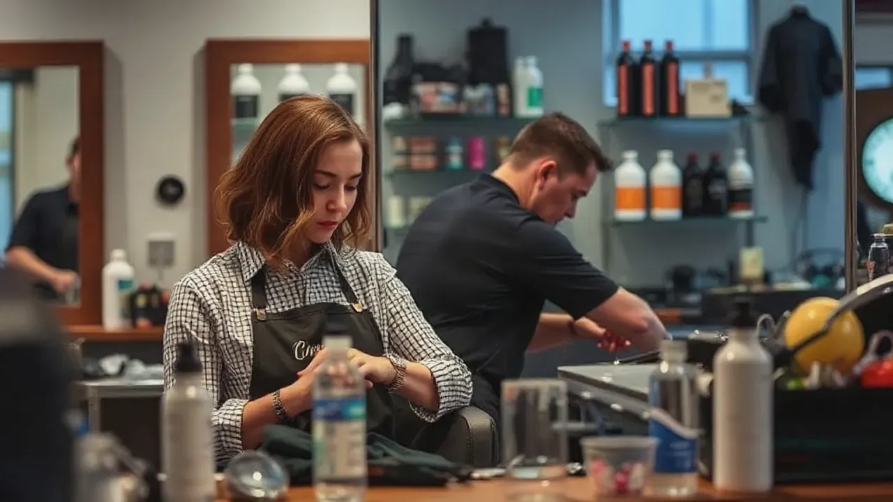 Two professionals working on Oldham hairdressing near Manchester